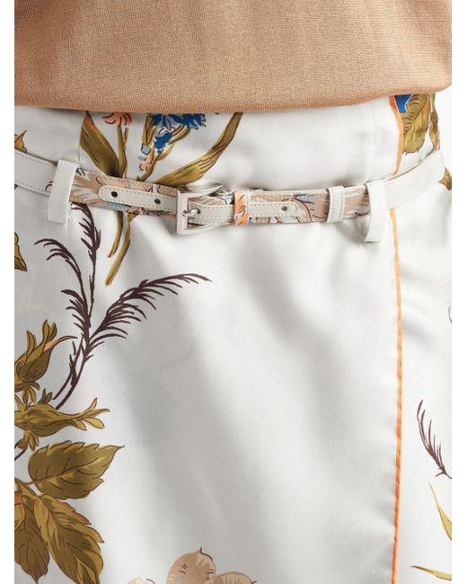 Prada Blue Silk Twill Printed Skirt