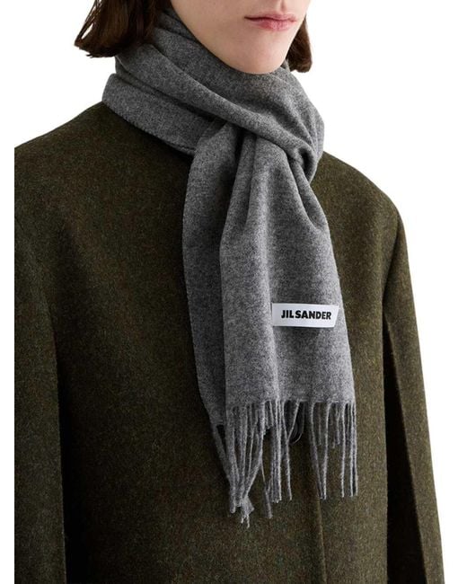 Jil Sander Gray Small Wool Scarf