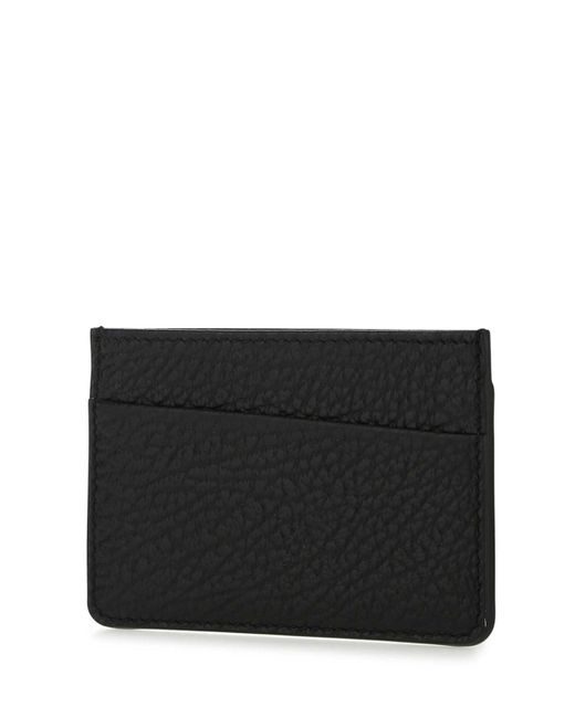 Maison Margiela Black Pebbled Calfskin Card Holder for men