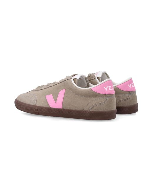 Veja Pink Volley Suede Taupe Malibu Bark Sneakers