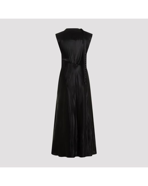 Jil Sander Kleedjes ,Zwart ,Satijn Zwarte Cupro Lange Jurk in het Black