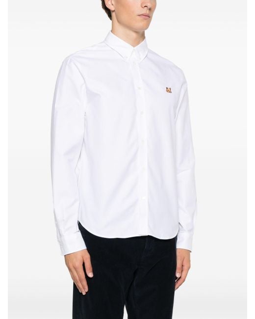 Maison Kitsuné Overhemd Met Vossenkop in het White voor heren