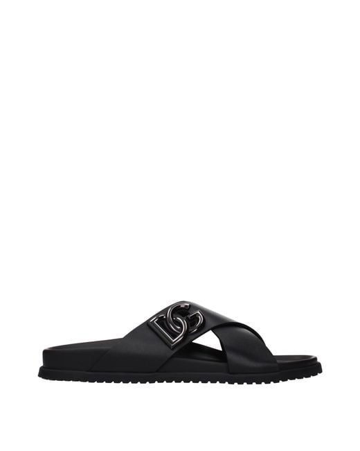 Dolce & Gabbana Black Sandals And Clogs Leather