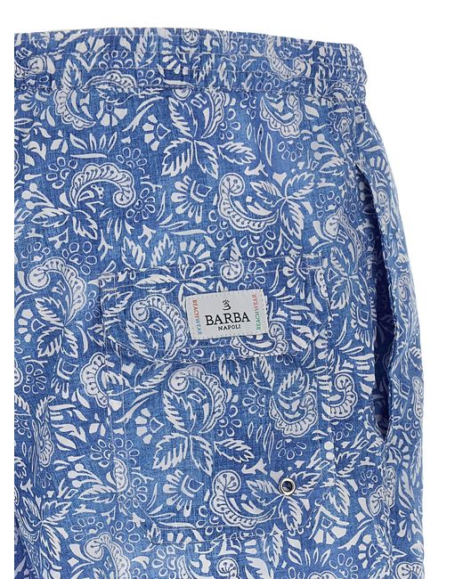 Barba Napoli Blue Paisley Floral Swimsuit for men