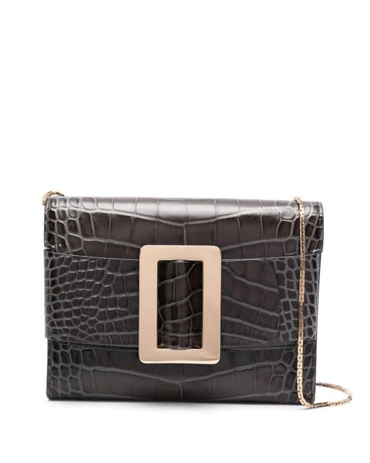 Boyy Black Buckle Travel Case Croco Embossed Leather Clutch Bag