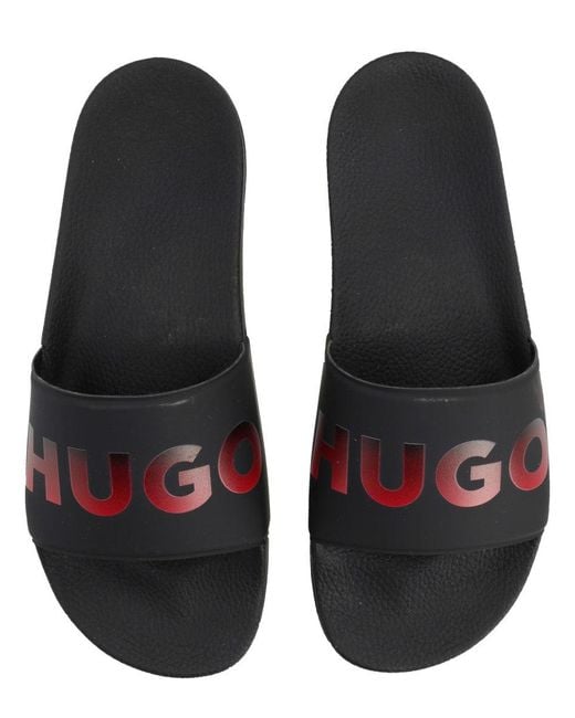 HUGO Black Polyester Flats for men