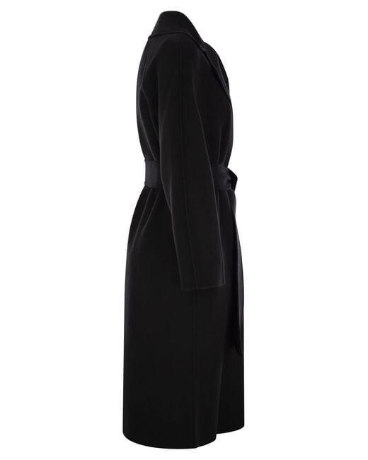 Max Mara Black Cles Wool, Cashmere And Silk Coat
