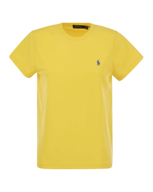 Polo Ralph Lauren Yellow Crewneck Baumwoll -T -Shirt