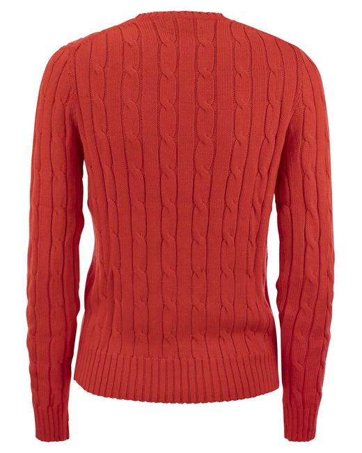 Slim Fit Cable Knit di Polo Ralph Lauren in Red