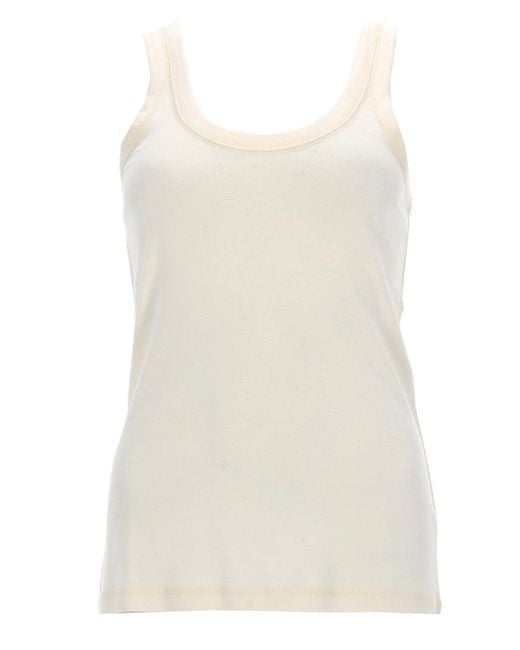 Lemaire White Solid Round Neck Top