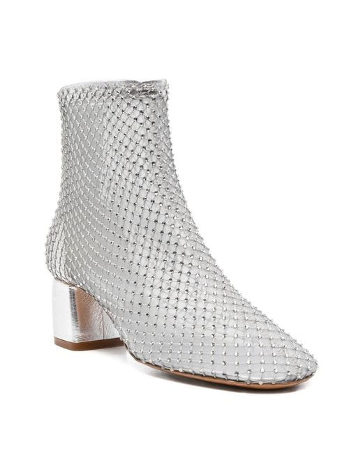 Forte_forte White Strass Mesh Chic Anckle Boots