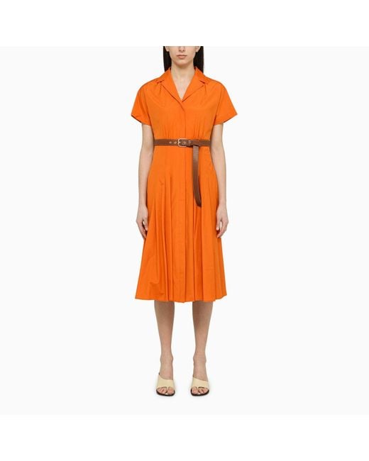 Max Mara Studio Orange Cotton Chemisier Kleid