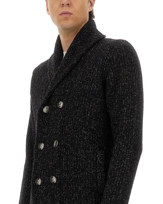 Brunello Cucinelli Black Double-Breasted Cardigan for men