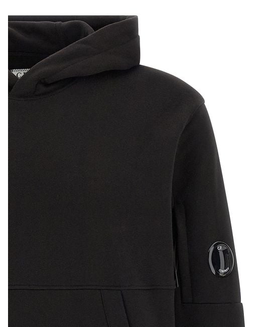 C P Company Black 'Diagonal Raised' Hoodie for men