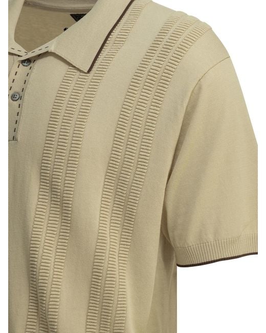 Beams Plus Multicolor Cotton Textured Knit Button-Down Polo Shirt