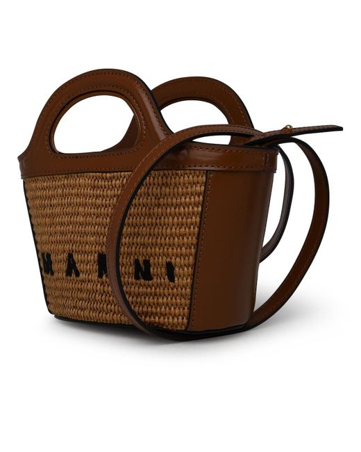 Marni Brown Leather Blend Micro Tropicalia Bag