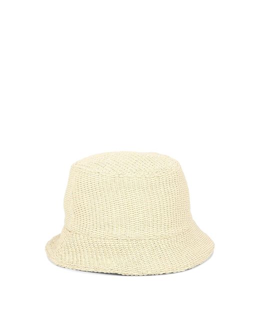 Marni Natural Raffia Eimer Hut mit Logo -Stickerei