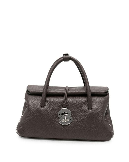 Zanellato Black Dotta Centauro Small Leather Handbag