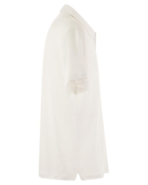 Vilebrequin White Short-Sleeved Linen Polo Shirt for men