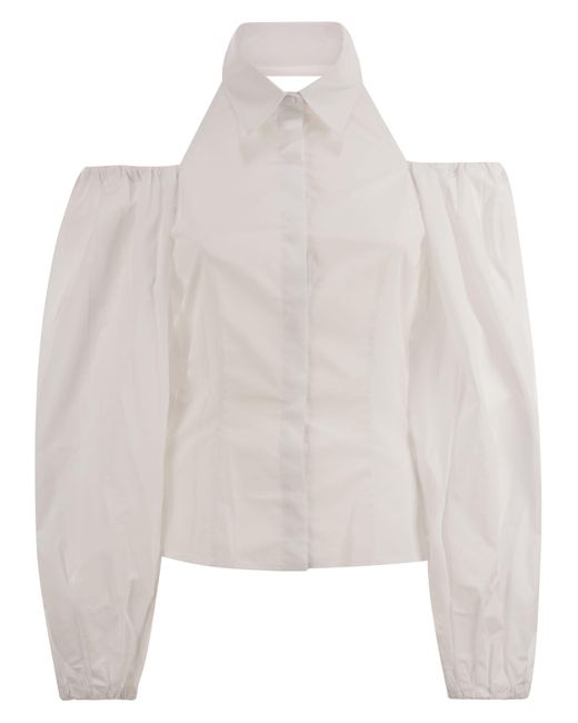 MVP WARDROBE White Cotton Shirt With Balloon Sleeves