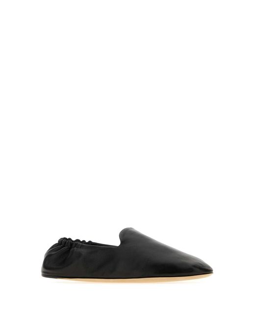 The Row Black Nappa Leather Casa Ballerinas
