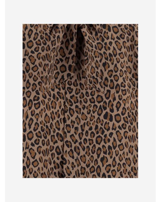 Sa Su Phi Brown Silk Shirt With Animal Print