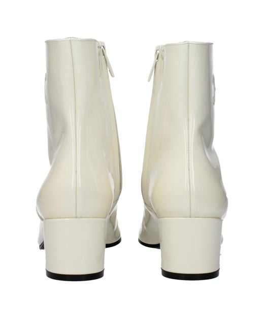 Céline White Stivaletti Triomphe Donna Vernice/Cotone