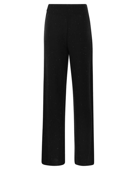 Fabiana Filippi Black Cotton And Linen Trousers With Micro Sequins