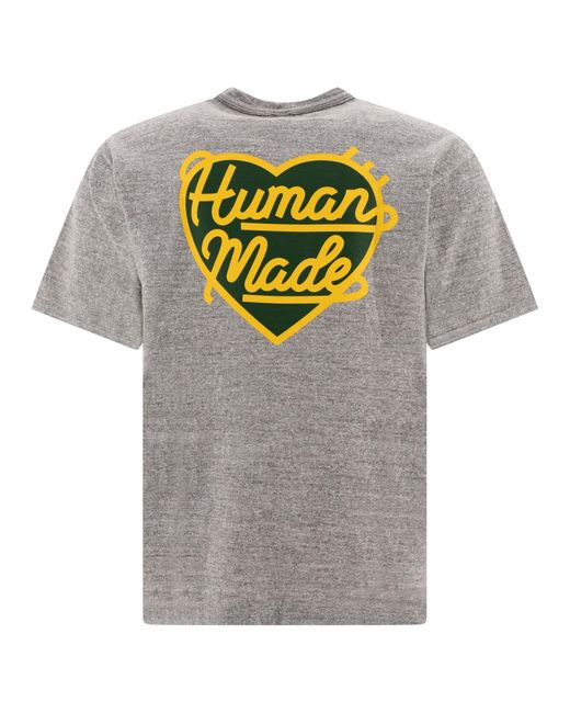 Human Made Mens Gemaakt "hartbadge" T -shirt in het Gray voor heren