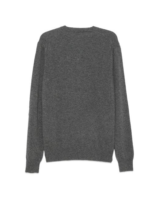 COMME DES GARÇONS PLAY Gray Heart-Patch V-Neck Sweater