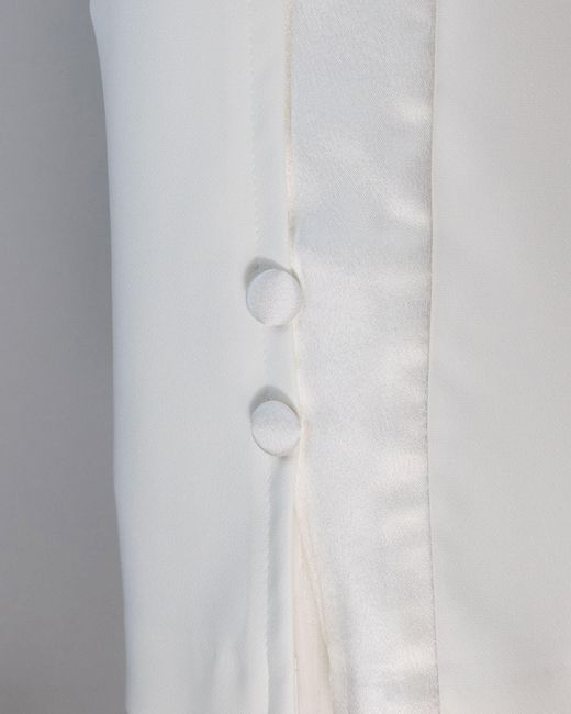 Pantaloni Fumer à Crêpe Con Bande à Raso Elisabetta Franchi en coloris White