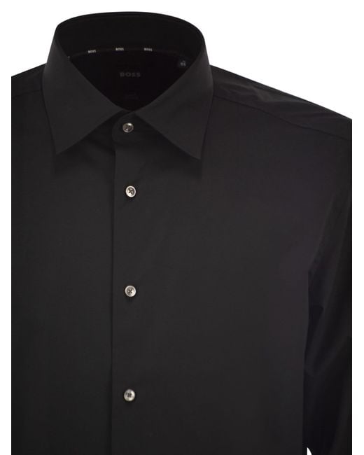 Boss Slim-Fit-Hemd von aus bügelleichter Stretch-Baumwollpopeline in Black für Herren