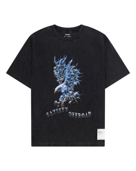 Satisfy Black T Shirt Con Stampa