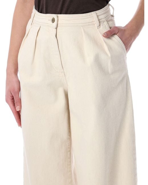 Sessun Natural Sessùn Diegui Pleated Wide-Leg Jeans