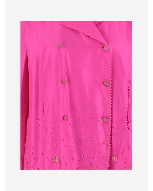 Péro Pink Double Breasted Silk Jacket