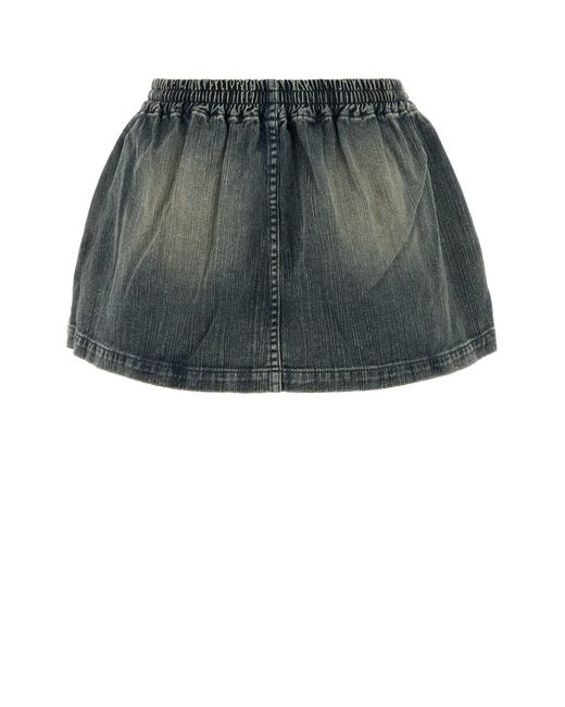Balenciaga Green Denim Mini Skirt