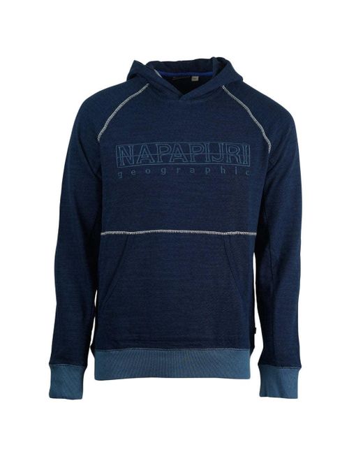 Mens Clothing Activewear Napapijri Cotton Belos H Logo Allover Blue Hoodie for Men gym and workout clothes Hoodies 