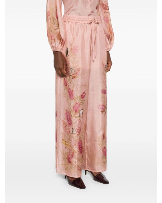Zimmermann Cascadiaanse Gedrukte Zijden Broek in het Pink
