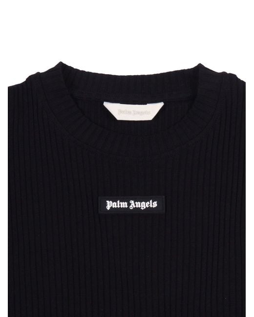 Palm Angels Black Logo Rib Baby Tee S/S Girl for men