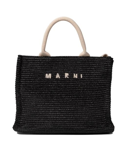 Bolso Shopper Con Efecto De Rafia Marni de color Black