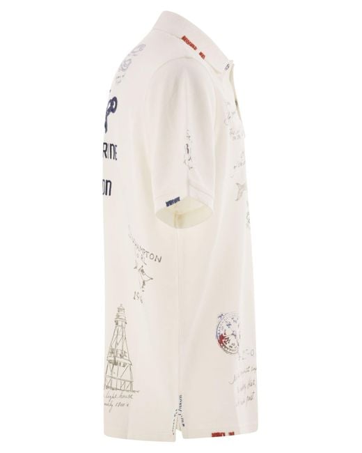 Polo Ralph Lauren White Piqué Polo Shirt With Classic Fit Graphics