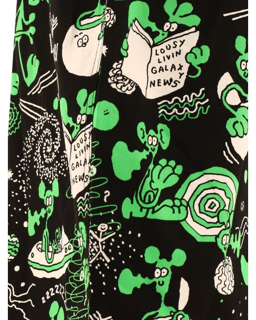 Junya Watanabe "Junya Watanabe x Mies Livin" gedruckte Shorts in Green für Herren