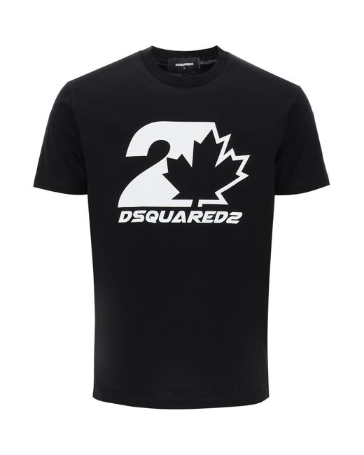 Camiseta de estampado de ajuste fresco DSquared² de hombre de color Black