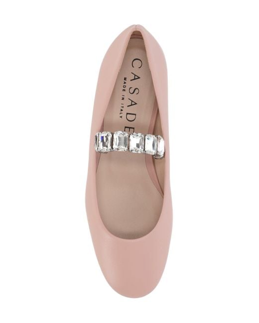 Casadei Crystal Ballet Flats Met Kristalarmband in het Pink
