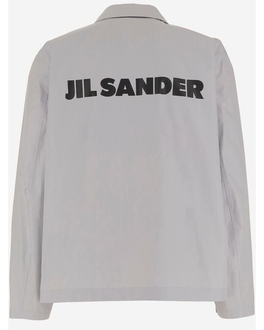 Jil Sander Gray Cotton Jacket With Logo