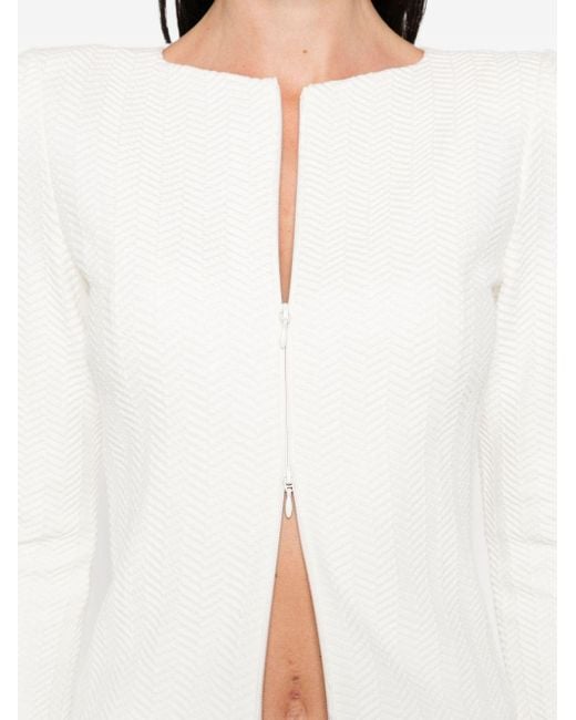 Emporio Armani White Cotton Blend Blazer Jacket