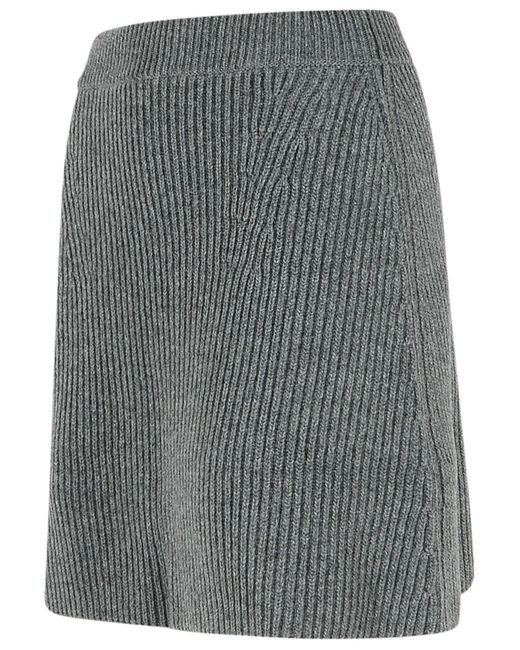 Jil Sander Gray Wool Miniskirt