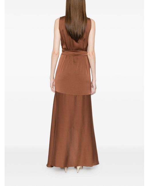 Silk95five Brown Shangri Silk Long Dress
