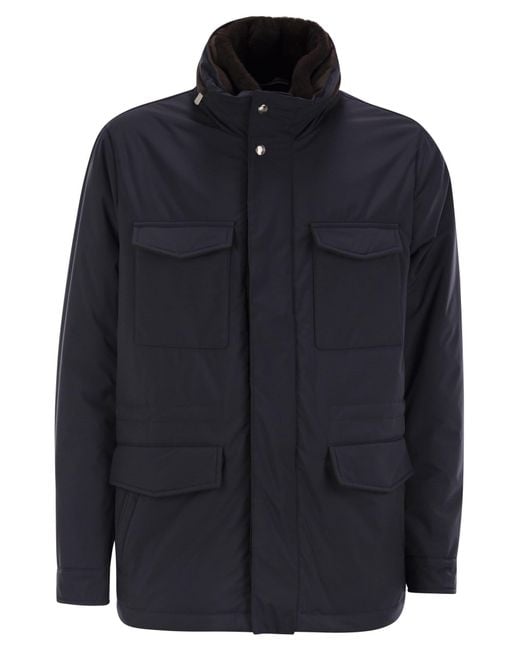 Fedeli Blue Trieste Rain Jacket And Shearling for men