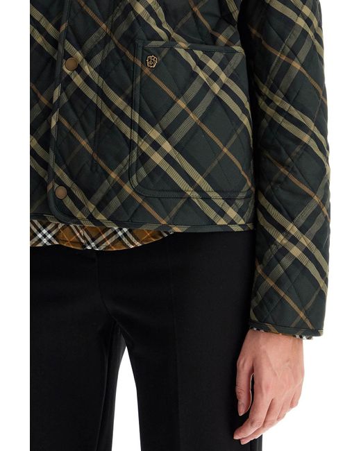 Burberry Country Check Quilted Cropped Jacket in Black | Lyst